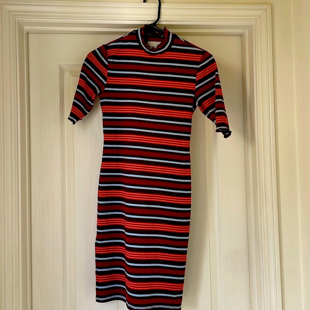 Urban Outfitters  mock neck bodycon ribbed striped dress